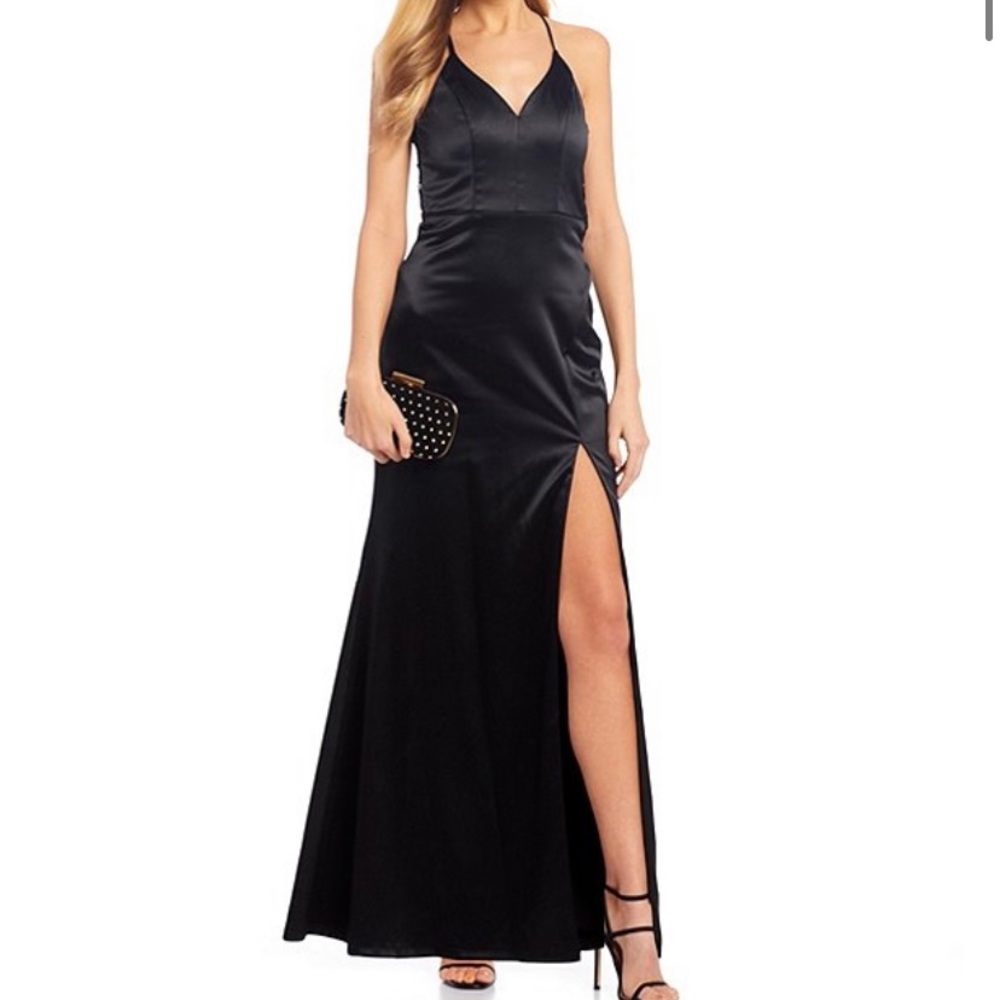 Black satin Prom dress